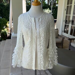 Oscar de la Renta Black and White Lace Blouse